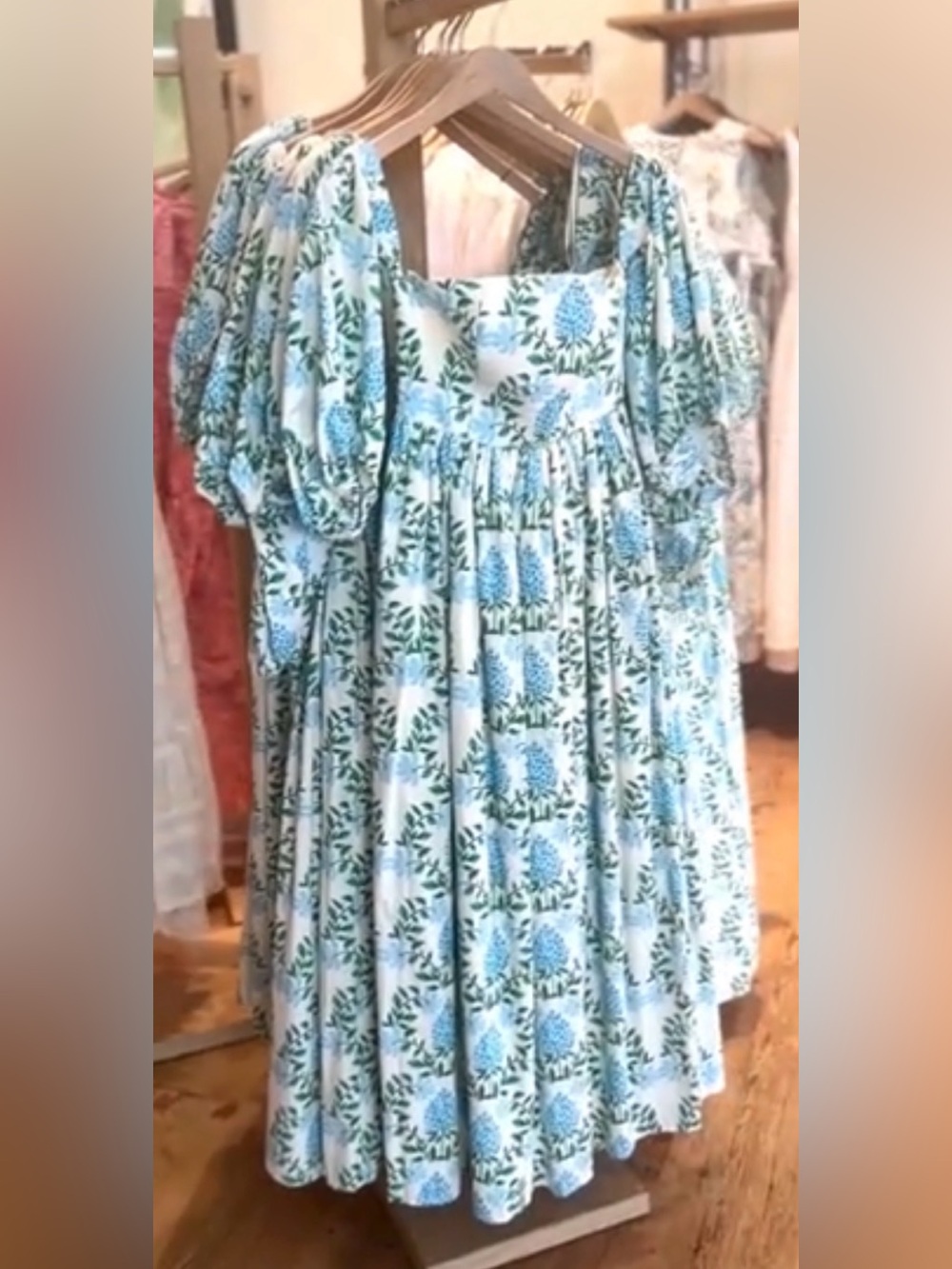 Anthropologie Let Me Be Blue and Green Hydrangea Printed Midi Dress - size M - Picture 7 of 16